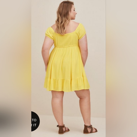 Torrid, MINI GAUZE PUFF SLEEVE SKATER DRESS, Plus Size 5X. - Picture 7 of 17